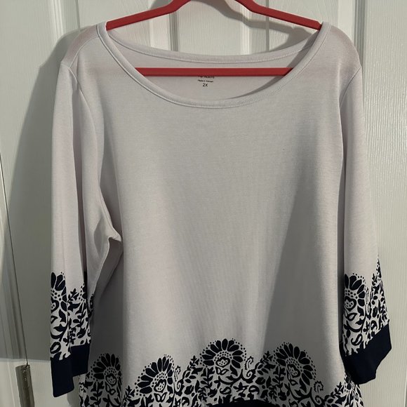 White and Navy Blue Top by Talbots - NWOT - Size 2X - Picture 5 of 6